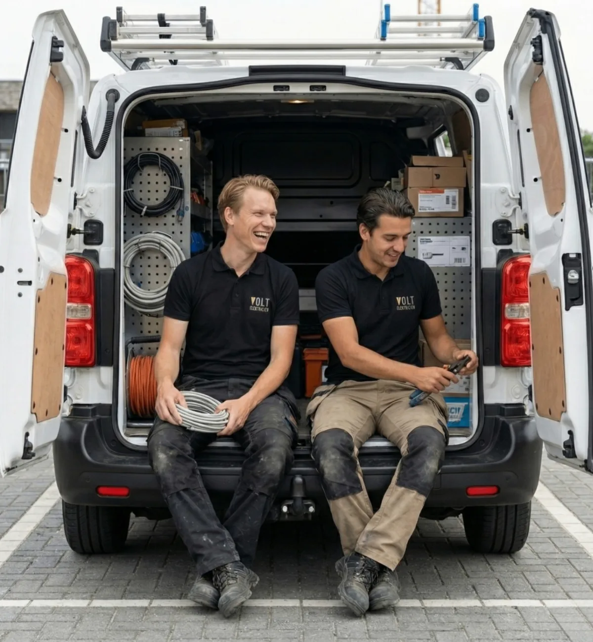 Team Volt Elektricien bij hun servicewagen